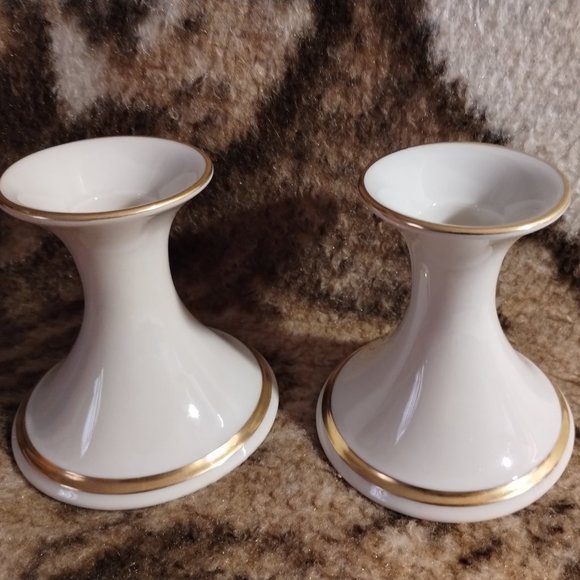 Lenox 24KT Gold Trim Carlton Candle Holders - Picture 1 of 3